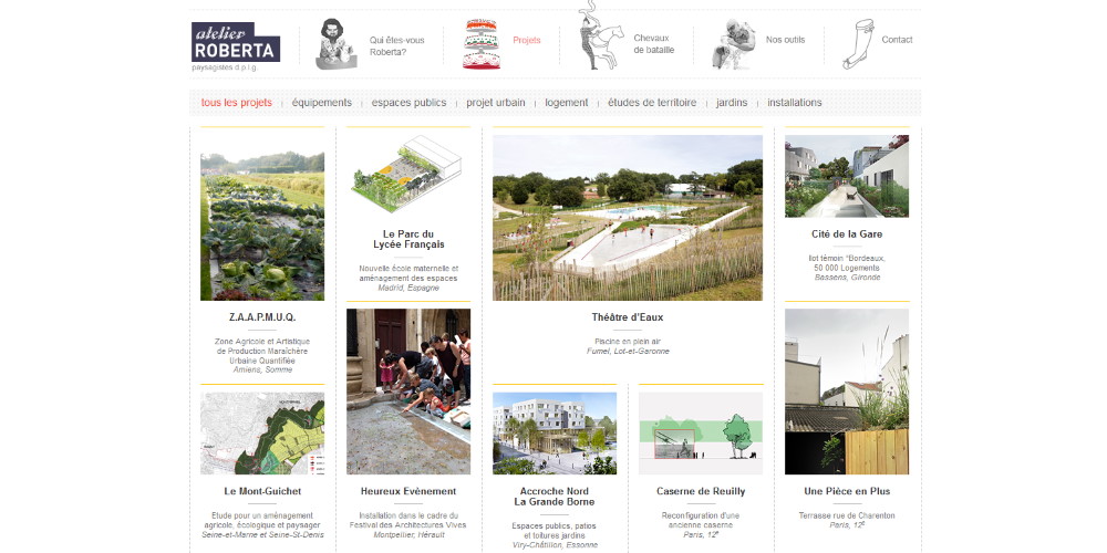 Page d'accueil du site d'Atelier Roberta